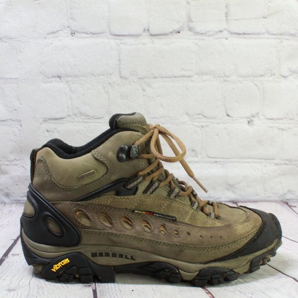 Merrell Shoes - Merrell Pulse II Brown  Leather Waterproof  Vibram Sole Hiking Boots Size 8.5